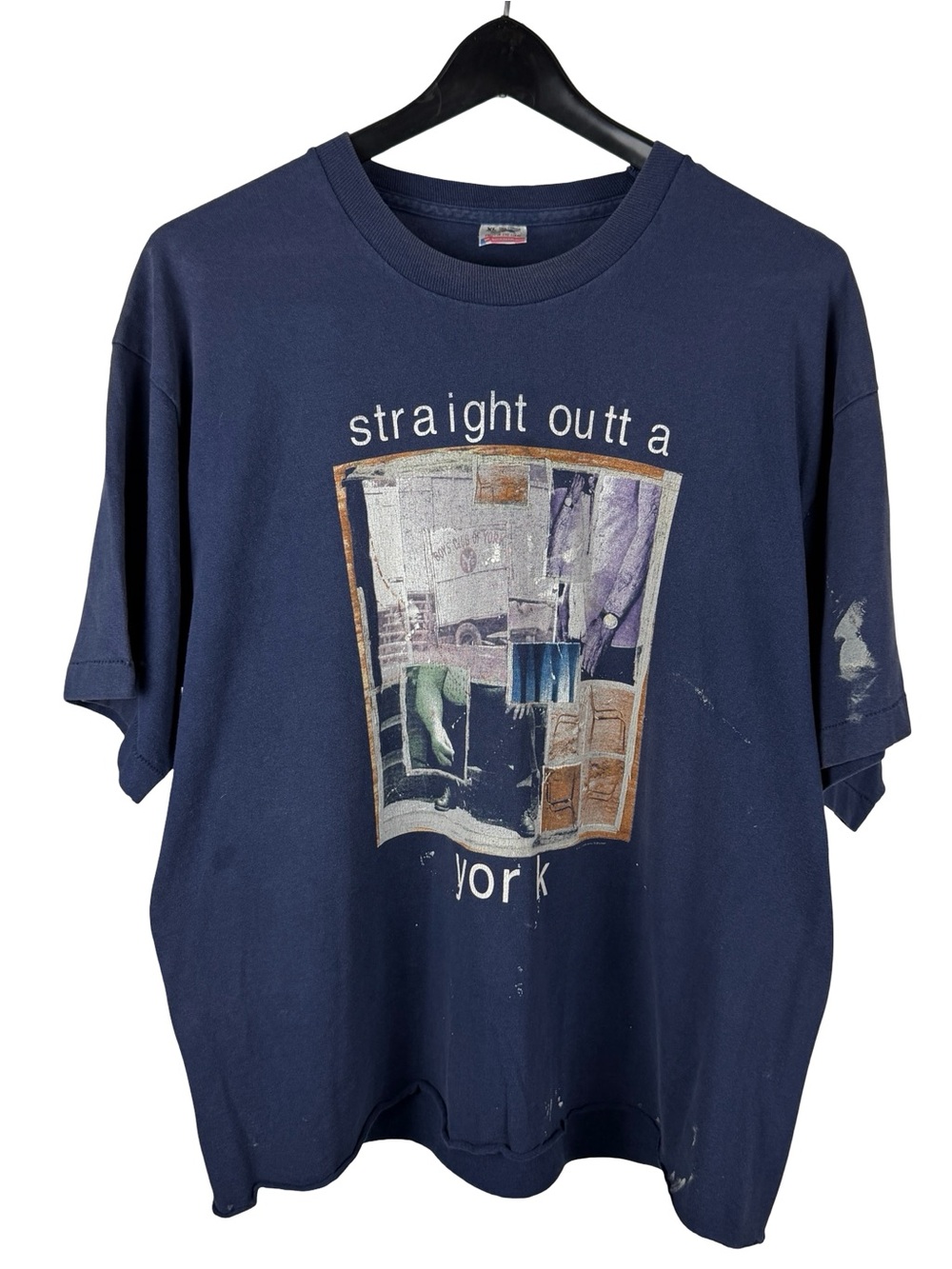 Vintage 1994 Straight Outta York Rock Band Tour Blue Graphic Shirt Size XL